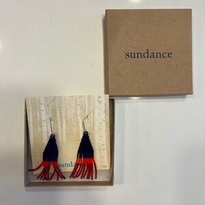 Sundance Navy and Scarlet Beaded Earrings